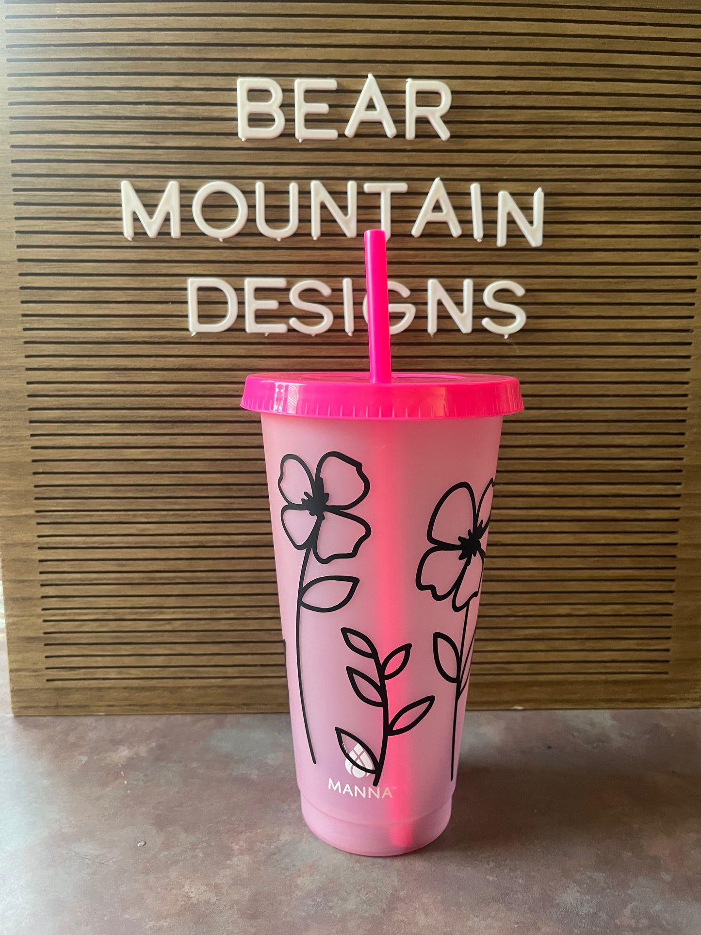 Pink flower color changing cup