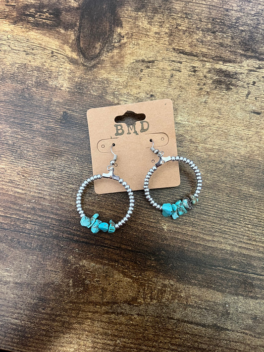 Turquoise dripping hoop earrings