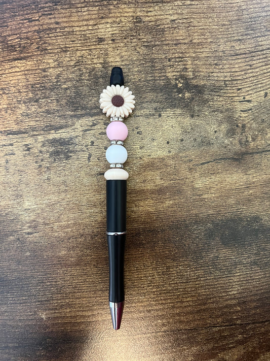 Pink and brown daisy pen