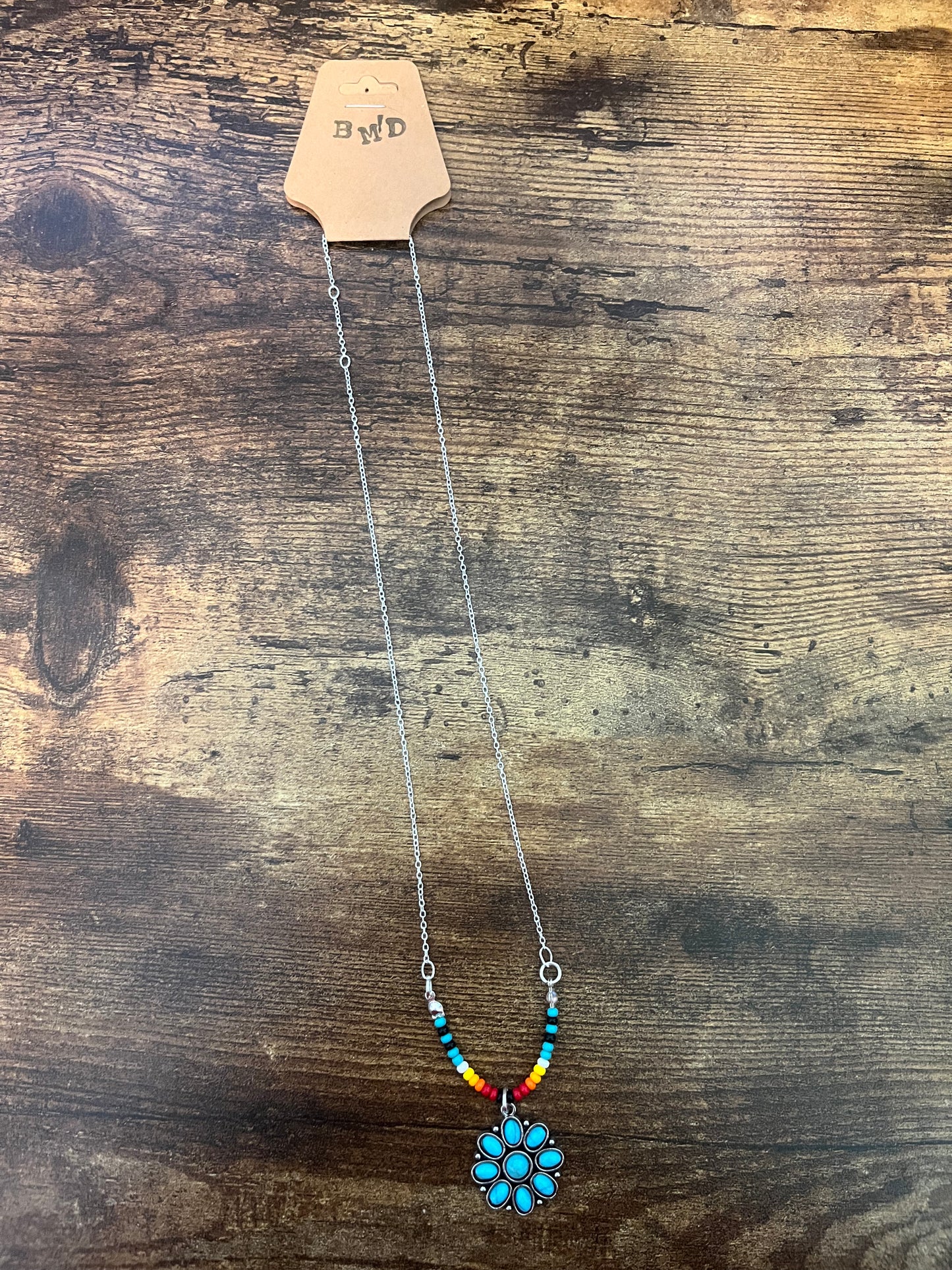 Turquoise flower chain necklace