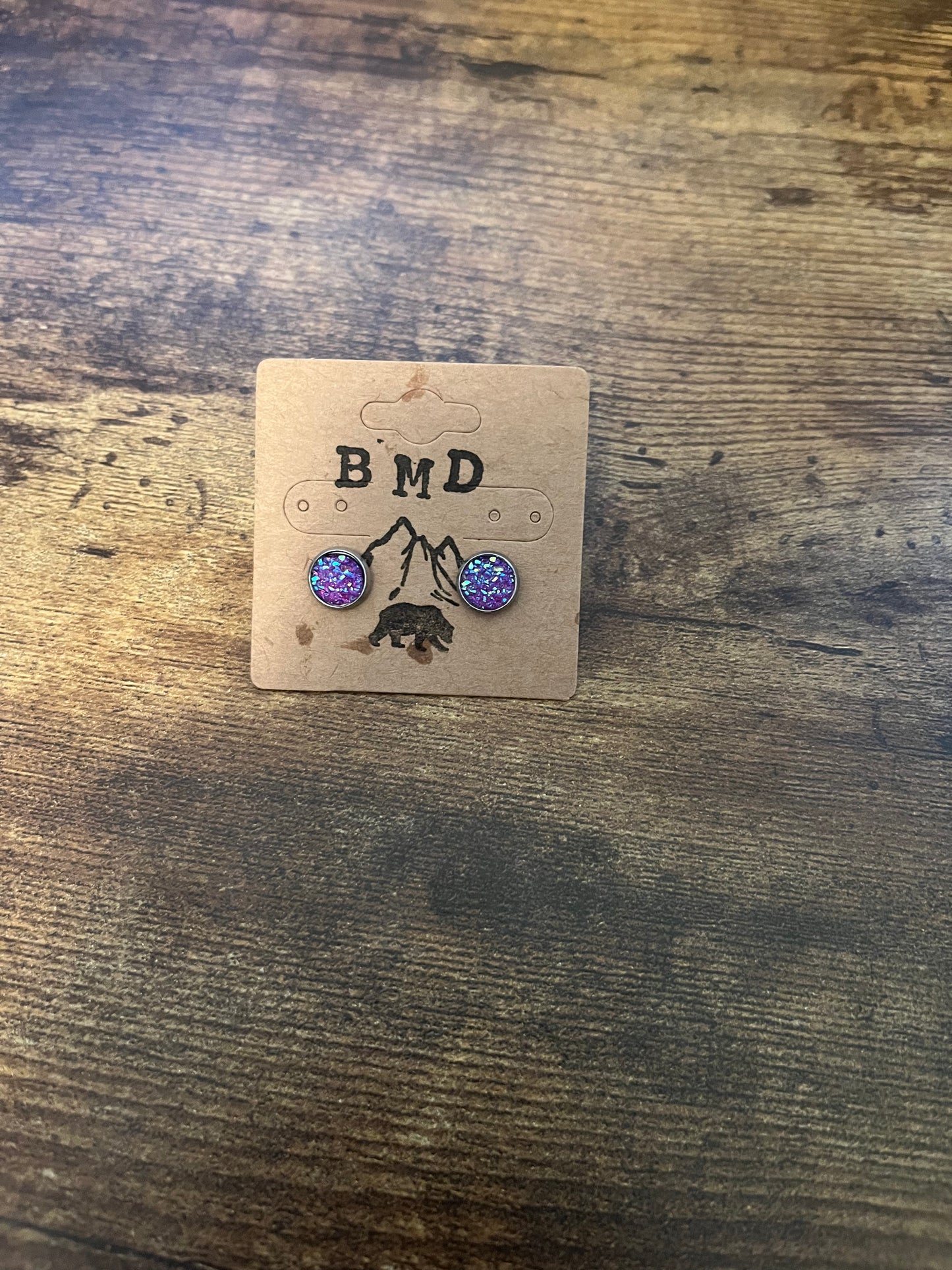 Purple stone stud earrings