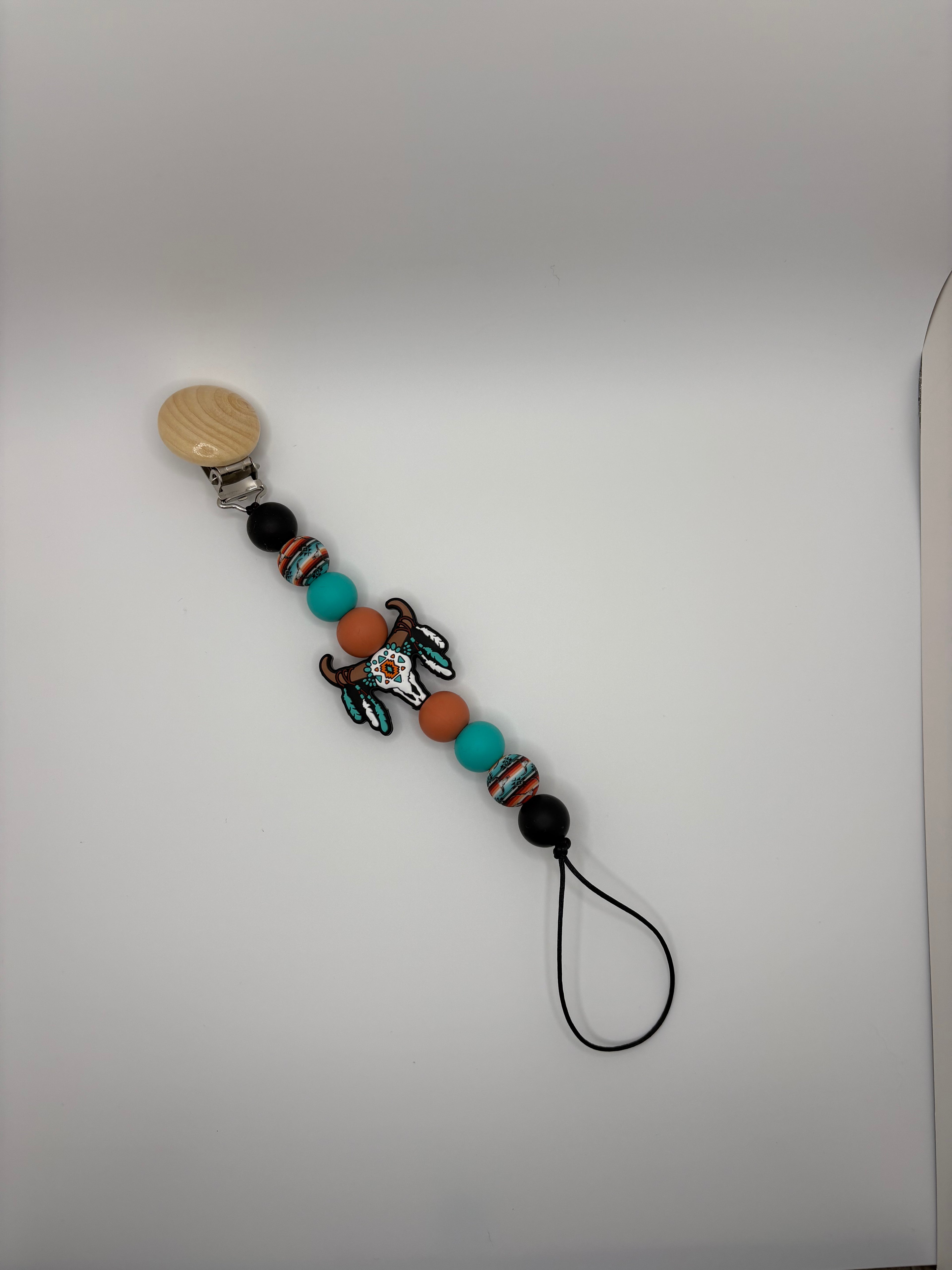 cow skull binky clip