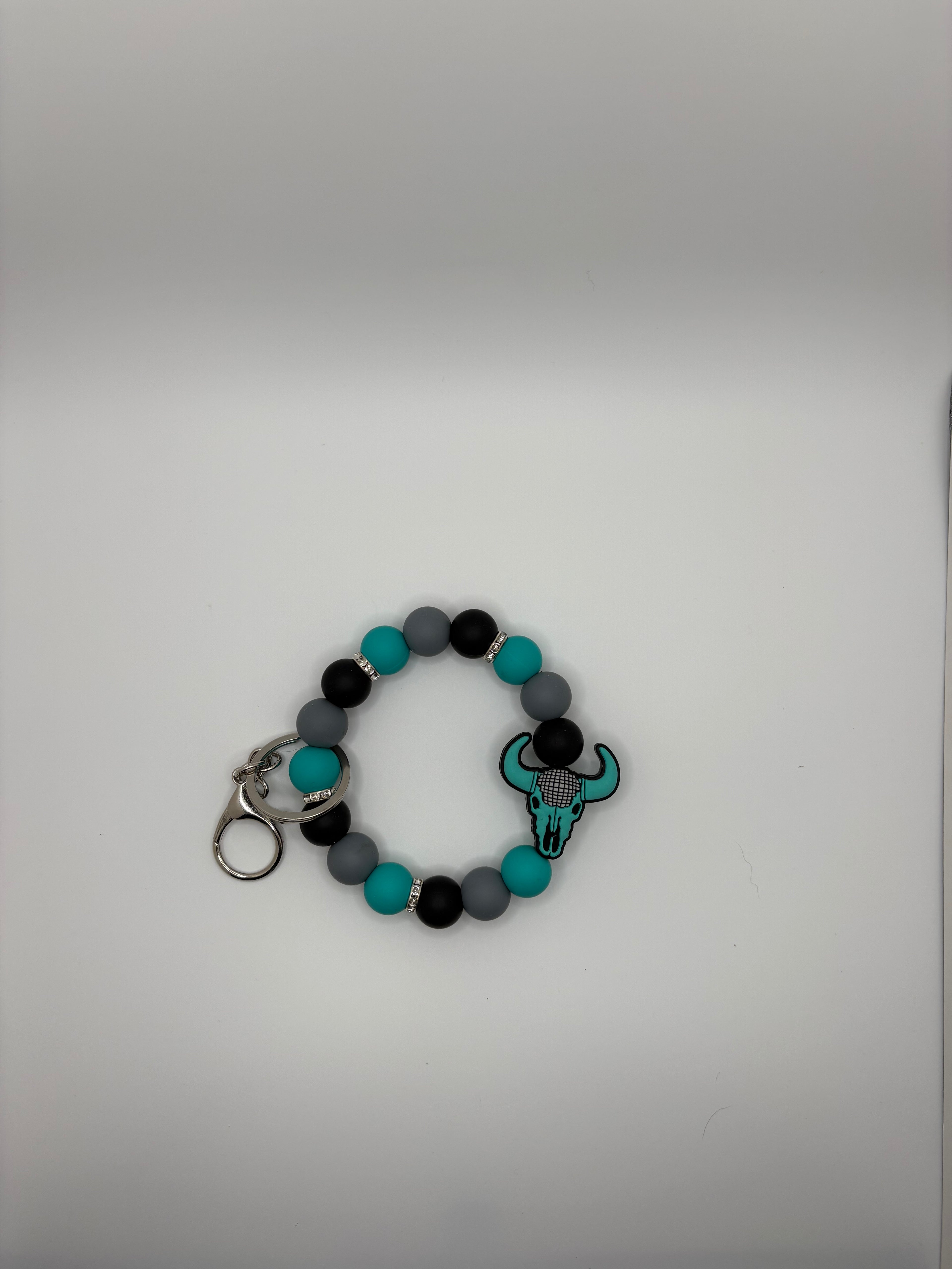 disco cow skull wristlet