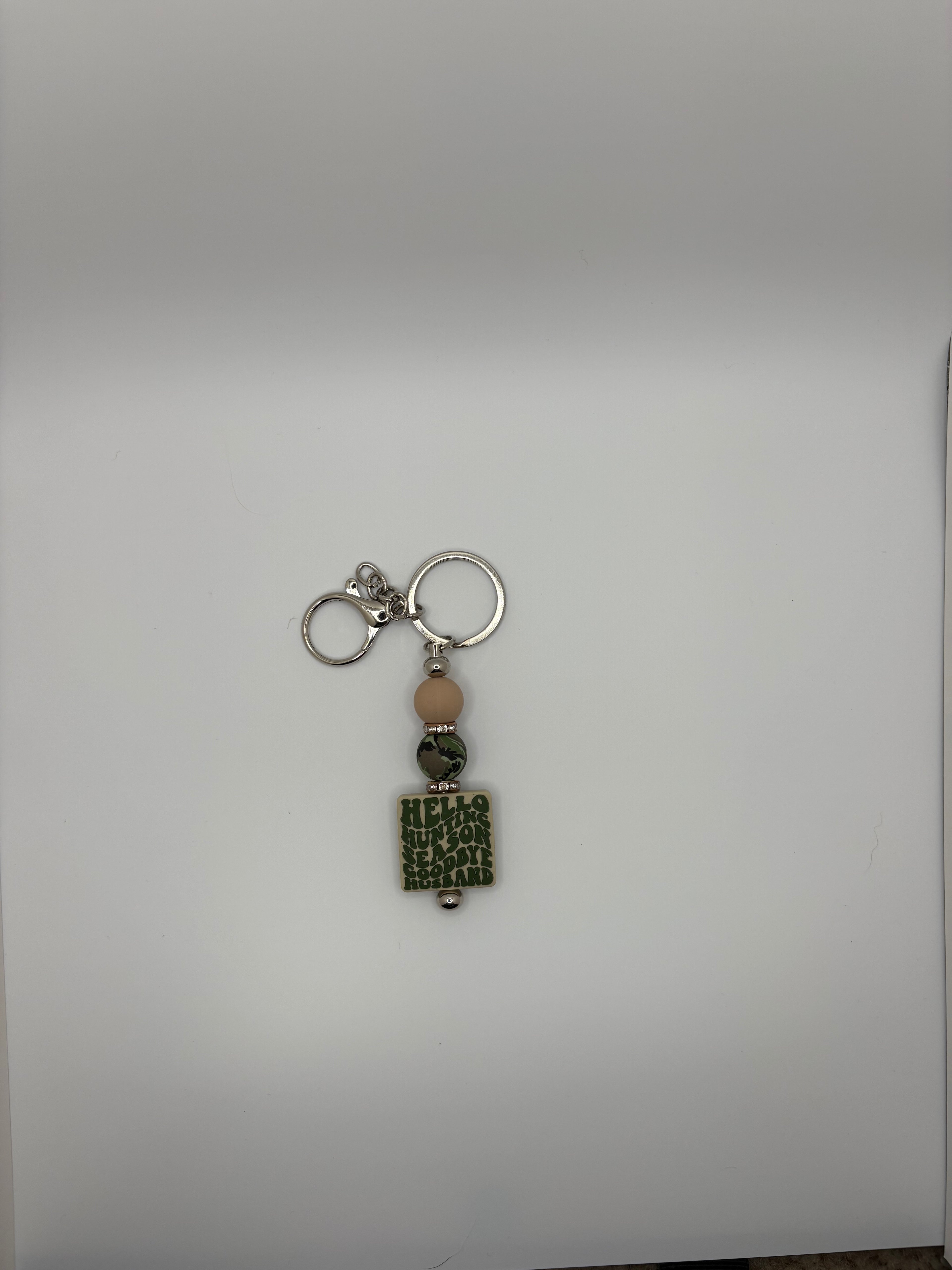 hello hunting season goodby husband keychain