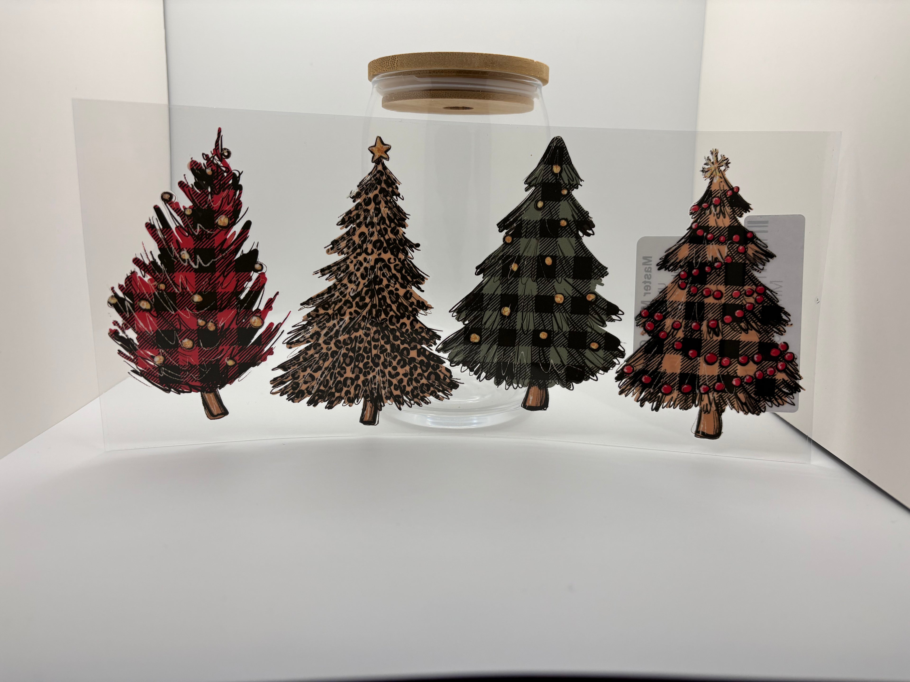 plaid and cheetah print Christmas tree cup