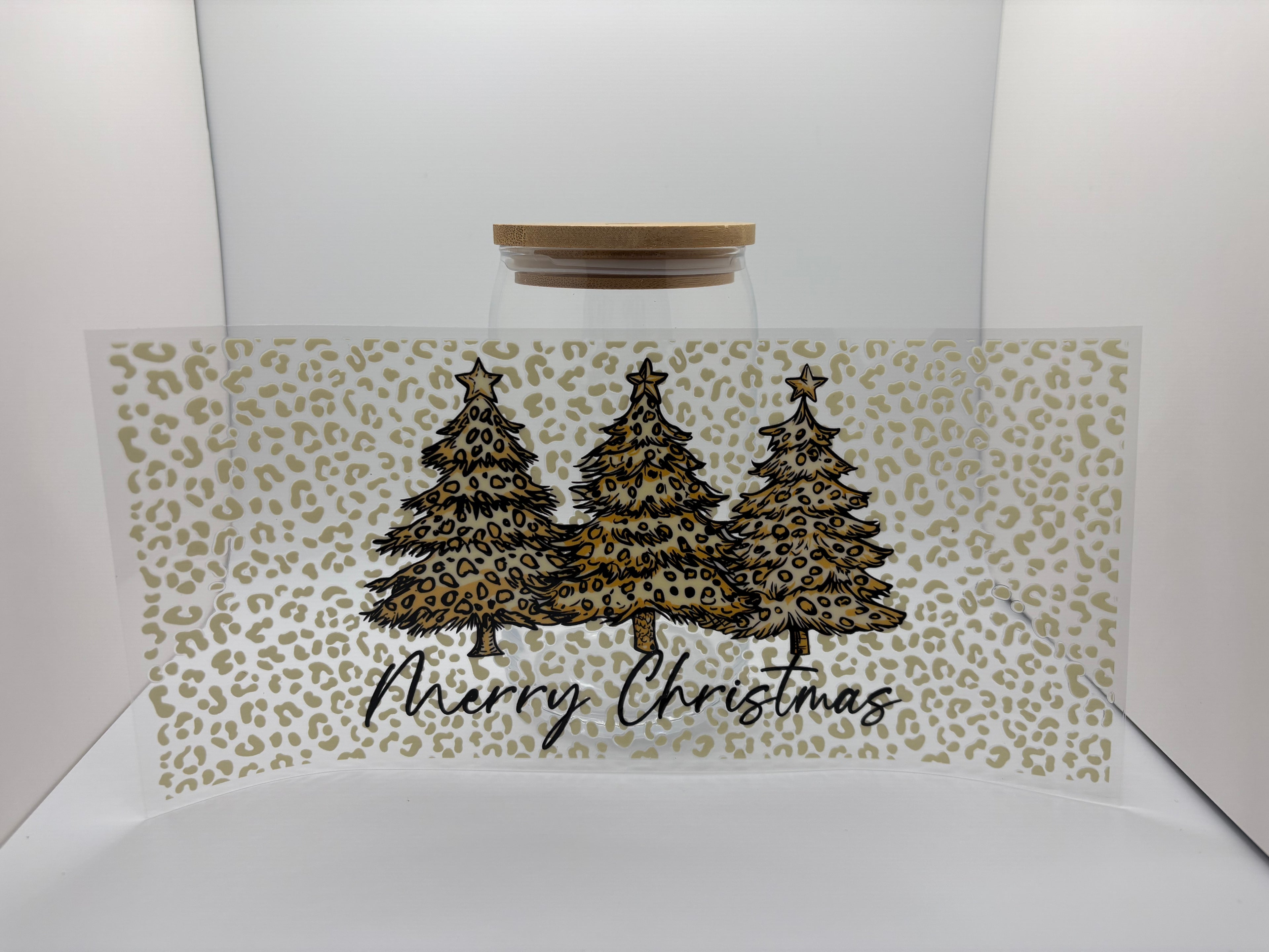 16 oz cheetah print merry Christmas cup