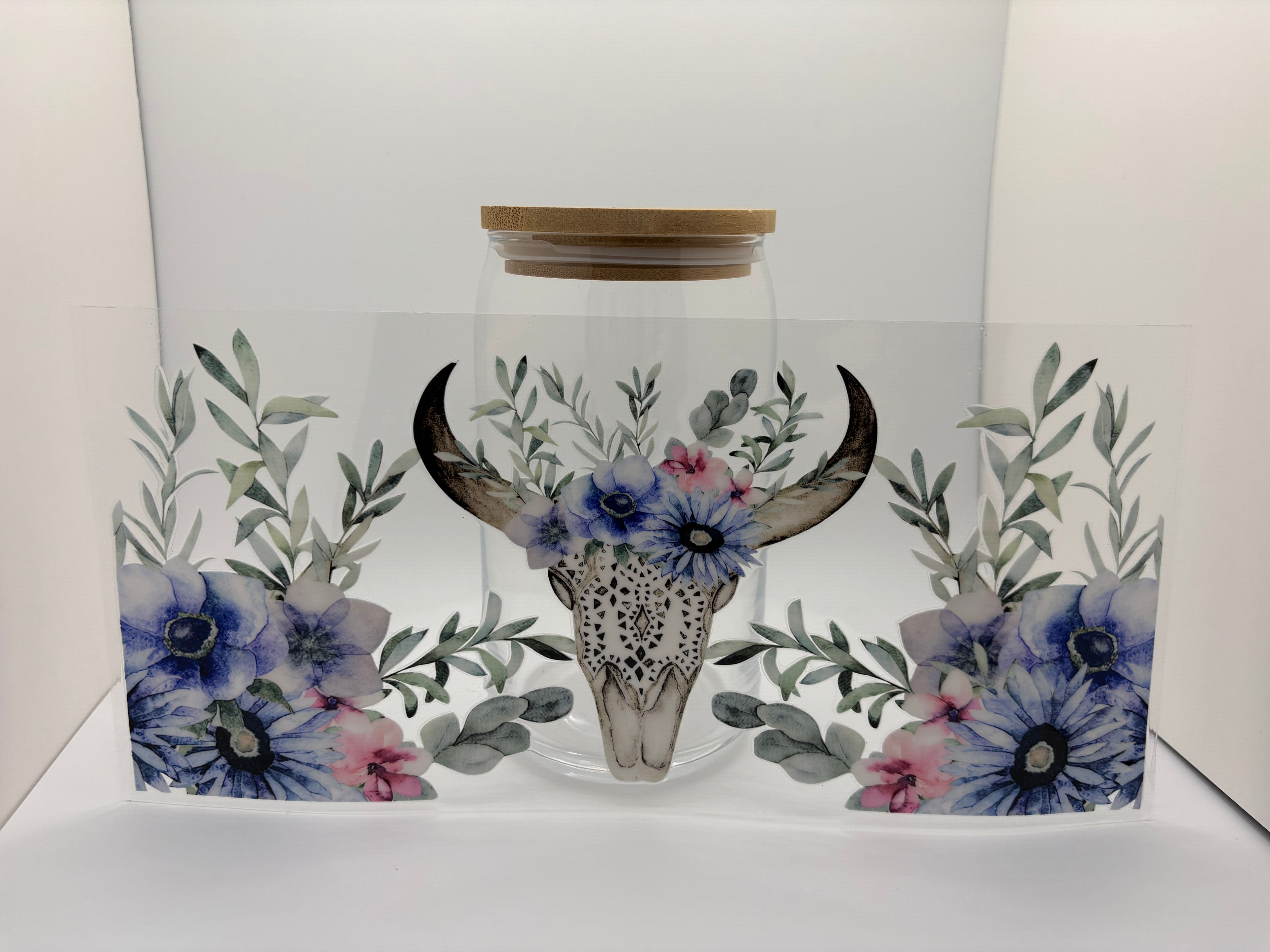 16 oz flowered skull cup