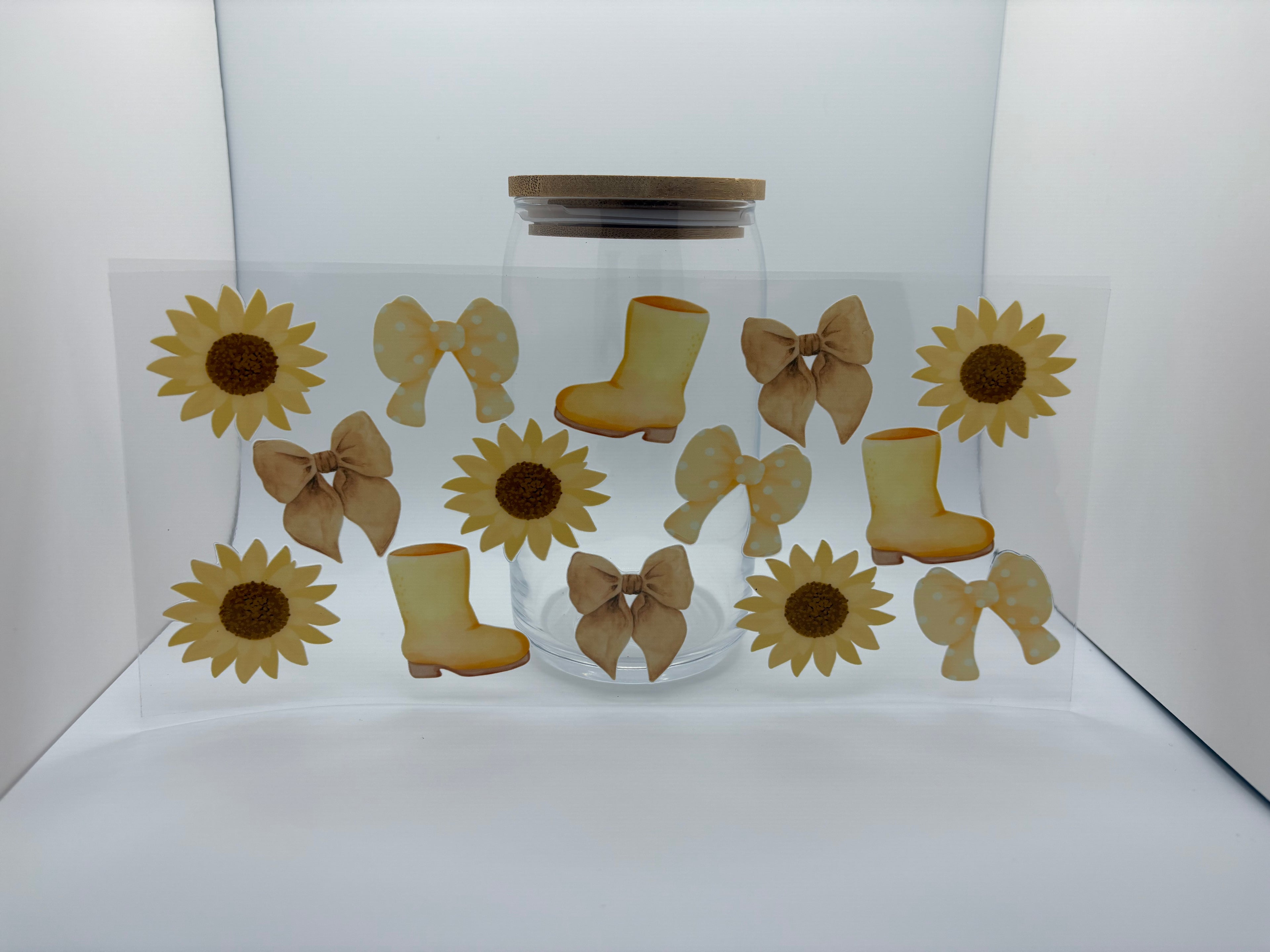 16 oz yellow sunflower and rain boots cup