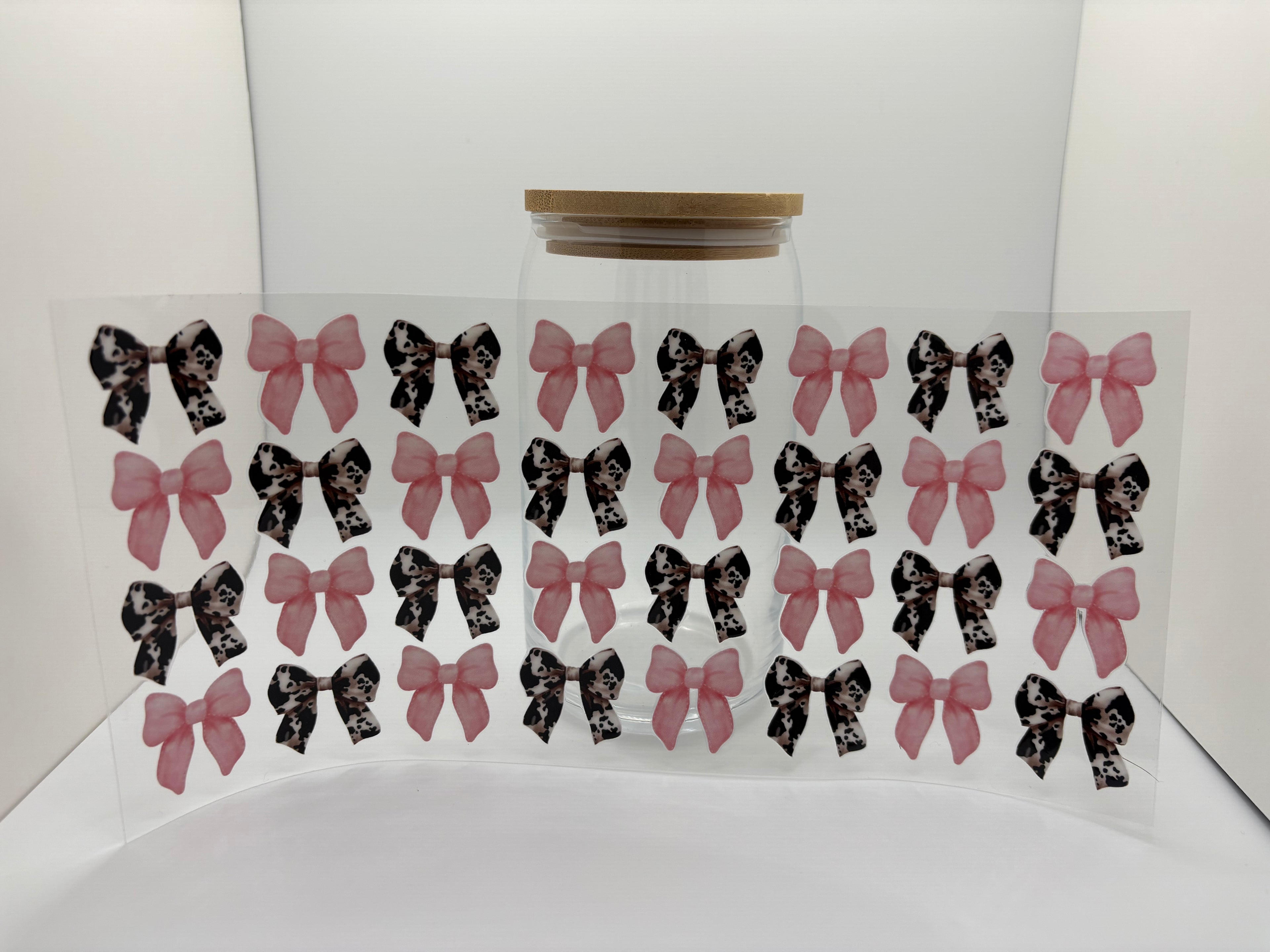 16 oz pink and black and white cow print cup