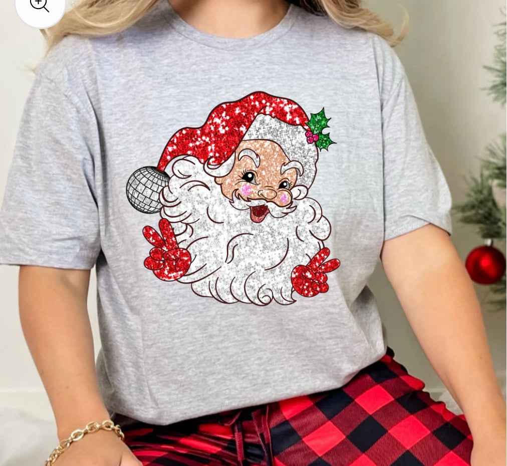 PRESALE santa clause faux glitter shirt